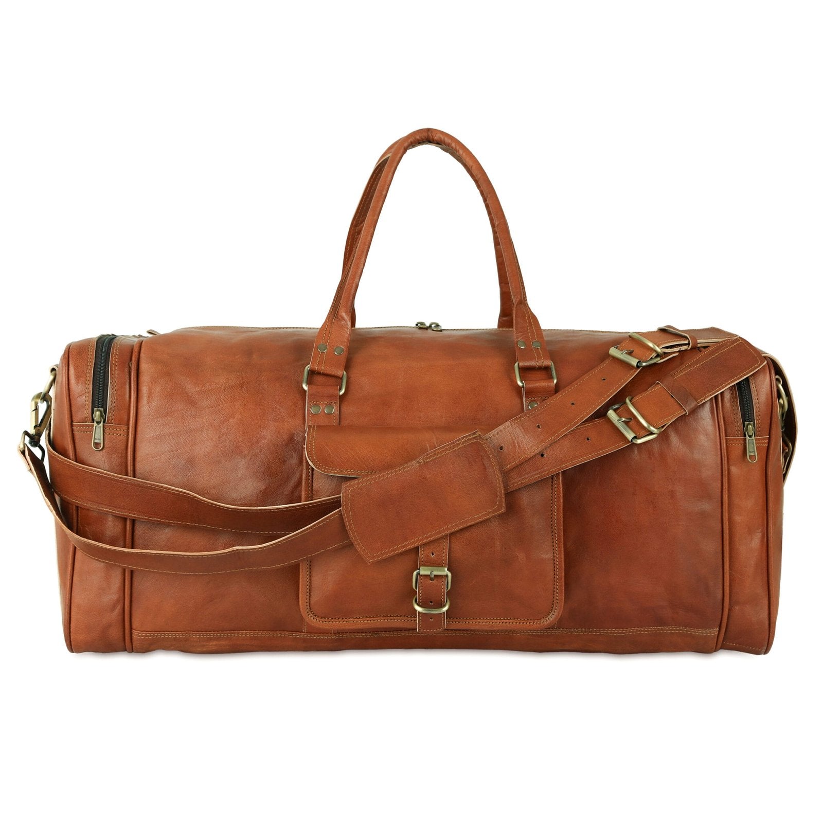 26 Inch Brown Vintage Leather Duffle Bag